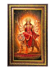 Goddess Durga Digital Golden Balck Color Photo Frame | Hindu Religious Wall Decor | 10x16 Inches - Inspirational Wall Art For Office, Home Decor - Ideal Spiritual Gift (F16670)