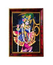 LordSrikrishna Photo Frame For Wall & Table | 7x9 Inch Golden Cherry Finish | Decorative Srikrishna Photo Frame For Home, Office & Pooja Room (F11530)