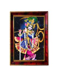 LordSrikrishna Photo Frame For Wall & Table | 7x9 Inch Golden Cherry Finish | Decorative Srikrishna Photo Frame For Home, Office & Pooja Room (F11530)