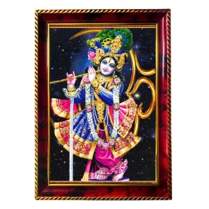 LordSrikrishna Photo Frame For Wall & Table | 7x9 Inch Golden Cherry Finish | Decorative Srikrishna Photo Frame For Home, Office & Pooja Room (F11530)