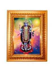 Maa Kaali Golden Designer Photo Frame | 14x18 Inch Religious Wall Hanging Frame For Home & Office Decoration | Hindu Deity Spiritual Gift Item