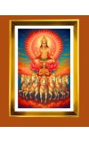 Surya Dev Golden Photo Frame - 10x14 Inches | Elegant Wooden Frame For Home, Office & Temple Decoration | Spiritual Wall & Table Decor and Gift Item