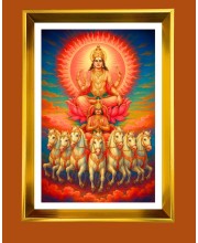 Surya Dev Golden Photo Frame - 10x14 Inches | Elegant Wooden Frame For Home, Office & Temple Decoration | Spiritual Wall & Table Decor and Gift Item