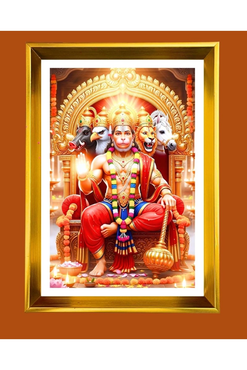 Golden Photo Frame - 10x14 Inches | Elegant Wooden Frame For Home, Office & Temple Decoration | Spiritual Wall & Table Decor and Gift Item