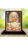 Car Desk/Table Top Lord Saraswathi Wooden Photo Stand 3x4 Inches, Compact & Stylish Spiritual Display For Car, Home & Office (Pack Of 1) (F14348)