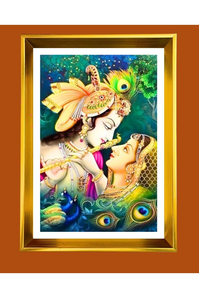 Golden Photo Frame - 10x14 Inches | Elegant Wooden Frame For Home, Office & Temple Decoration | Spiritual Wall & Table Decor and Gift Item