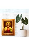 Jesus Christ Golden Designer Photo Frame | 10x14 Inch Religious Wall Hanging Frame For Home & Office Decoration | Hindu Deity Spiritual Gift Item