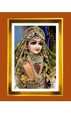 Divine Radha Rani Golden Photo Frame - 10x14 Inches | Elegant Wooden Frame For Home, Office & Temple Decoration | Spiritual Wall & Table Decor and Gift Item
