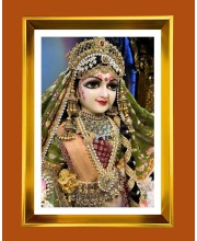 Divine Radha Rani Golden Photo Frame - 10x14 Inches | Elegant Wooden Frame For Home, Office & Temple Decoration | Spiritual Wall & Table Decor and Gift Item