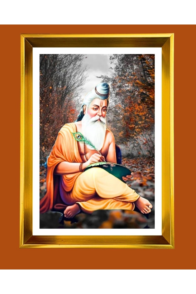 Golden Photo Frame - 10x14 Inches | Elegant Wooden Frame For Home, Office & Temple Decoration | Spiritual Wall & Table Decor and Gift Item
