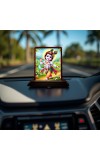 Car Desk/Table Top Lord Krishna Wooden Photo Stand 3x4 Inches, Compact & Stylish Spiritual Display For Car, Home & Office (Pack Of 1) (F14475)