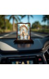 Car Desk/Table Top Lord Krishna Wooden Photo Stand 3x4 Inches, Compact & Stylish Spiritual Display For Car, Home & Office (Pack Of 1) (F14370)