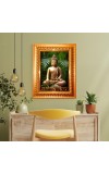 Lordb Buddha Golden Designer Photo Frame | 10x14 Inch Religious Wall Hanging Frame For Home & Office Decoration | Hindu Deity Spiritual Gift Item