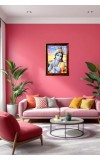 Lord Sri Krishna Photo Frame For Wall & Table | 7x9 Inch Golden Cherry Finish | Decorative Lord Sri Krishna Photo Frame For Home, Office & Pooja Room (F11523)