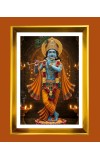 Divine Krishna Golden Photo Frame - 12x16 Inches | Elegant Wooden Frame For Home, Office & Temple Decoration | Spiritual Wall & Table Decor And Gift Item (F9466)