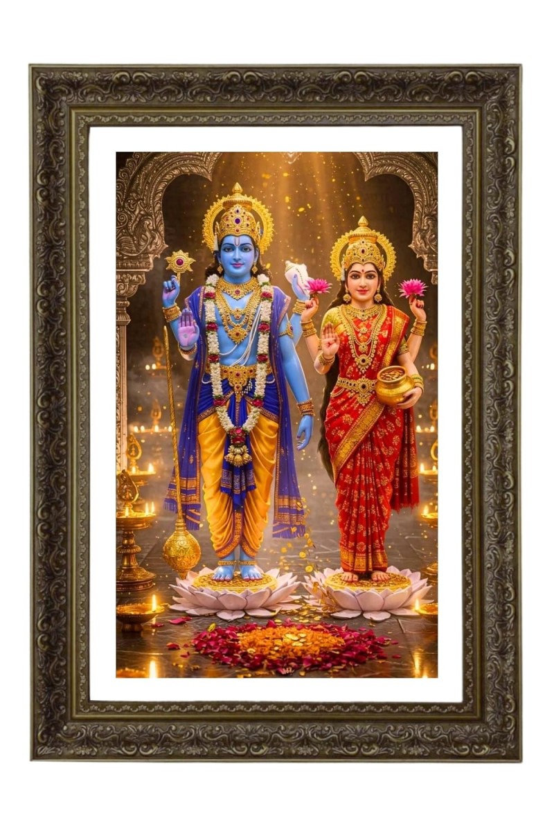 Lakshmi And Narayana Big Photo Frame - 20x28 Inches For Home,Temple & Office Decoration (F10707)