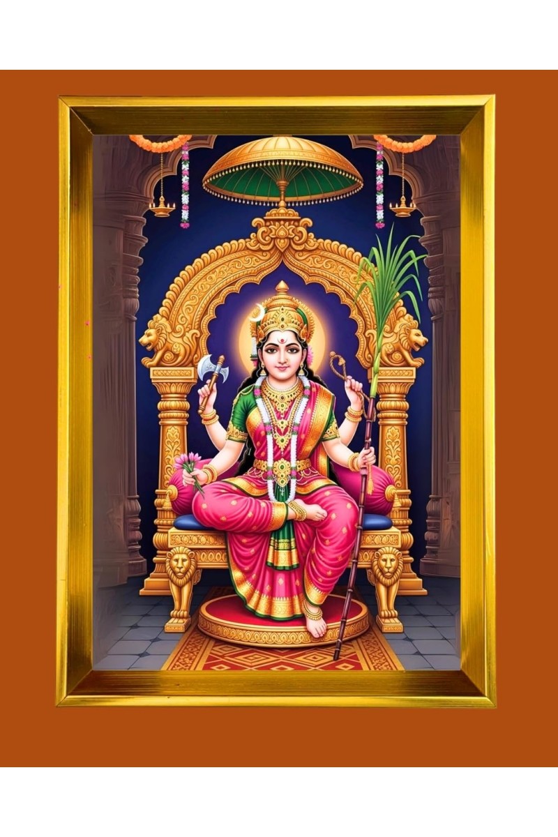 Tripura Sundari Golden Photo Frame - 14x18 Inches | Elegant Wooden Frame For Home, Office & Temple Decoration | Spiritual Wall & Table Decor And Gift Item (F9533)