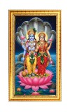 Lord Vishnu And Lakhsmi Digital Golden Color Photo Frame | Hindu Religious Wall Decor | 8x15 Inches - Inspirational Wall Art For Office, Home Decor - Ideal Spiritual Gift (F10273)