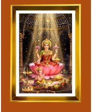 Mata Lakhsmi Golden Photo Frame - 16x20 Inches | Elegant Wooden Frame For Home, Office & Temple Decoration | Spiritual Wall & Table Decor And Gift Item (F9730)