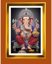 Golden Photo Frame - 10x14 Inches | Elegant Wooden Frame For Home, Office & Temple Decoration | Spiritual Wall & Table Decor and Gift Item