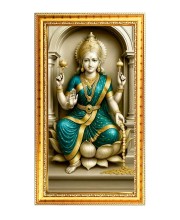 Mata Lakhsmi Digital Golden Color Photo Frame | Hindu Religious Wall Decor | 10x17 Inches - Inspirational Wall Art For Office, Home Decor - Ideal Spiritual Gift (F10237)