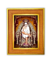 Shirdi Sai Baba Photo Frame 10x14 Inches-Brown Wooden Frame For Home, Office & Temple Decoration And Gifting (F6471)