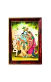 Radha Krishna Photo Frame For Wall & Table | 7x9 Inch Golden Cherry Finish | Decorative Radha Krishna Photo Frame For Home, Office & Pooja Room (F11415)