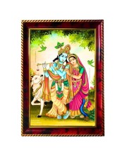 Radha Krishna Photo Frame For Wall & Table | 7x9 Inch Golden Cherry Finish | Decorative Radha Krishna Photo Frame For Home, Office & Pooja Room (F11415)