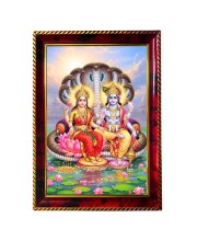 Lord Laxmi Narayana Photo Frame For Wall & Table | 7x9 Inch Golden Cherry Finish | Decorative Lord Laxmi Narayana Photo Frame For Home, Office & Pooja Room (F11612)