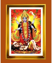 Mata Kaali Golden Photo Frame - 18x22 Inches | Elegant Wooden Frame For Home, Office & Temple Decoration | Spiritual Wall & Table Decor And Gift Item (F9503)