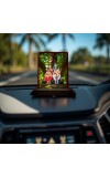 Car Desk/Table Top Lord Shiva Parvathi Wooden Photo Stand 3x4 Inches, Compact & Stylish Spiritual Display For Car, Home & Office (Pack Of 1) (F14368)