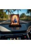 Car Desk/Table Top Goddess Durga Wooden Photo Stand 3x4 Inches, Compact & Stylish Spiritual Display For Car, Home & Office (Pack Of 1) (F14373)