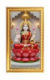 Mata Lakhsmi Digital Golden Color Photo Frame | Hindu Religious Wall Decor | 10x17 Inches - Inspirational Wall Art For Office, Home Decor - Ideal Spiritual Gift (F10241)