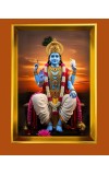 Lord Vishnu Golden Photo Frame - 16x20 Inches | Elegant Wooden Frame For Home, Office & Temple Decoration | Spiritual Wall & Table Decor And Gift Item (F9783)
