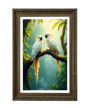 Two White Cockatoos Big Photo Frame - 20x28 Inches For Home,Temple & Office Decoration (F11059)