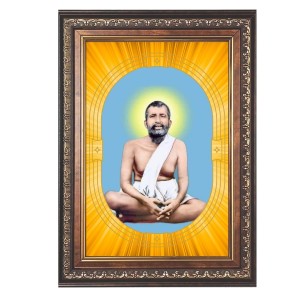 Sri Ramkrishna Spiritual Guru Digital Photo In Designer Frame, Size 8x12 Inch | Hindu Religious Picture For Home Temple, Office & Gift | Wall Art & Pooja Decor (F10473)