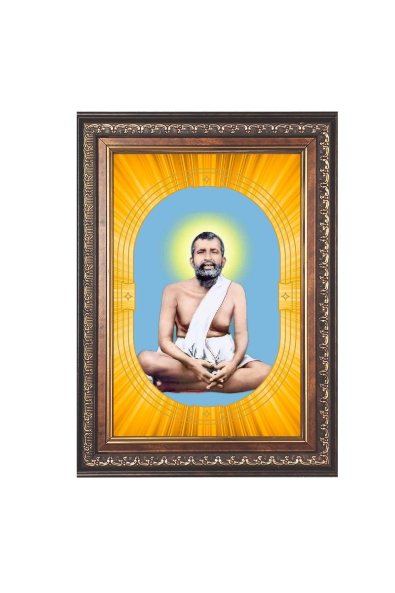 Sri Ramkrishna Spiritual Guru Digital Photo In Designer Frame, Size 8x12 Inch | Hindu Religious Picture For Home Temple, Office & Gift | Wall Art & Pooja Decor (F10473)