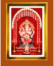 Golden Photo Frame - 10x14 Inches | Elegant Wooden Frame For Home, Office & Temple Decoration | Spiritual Wall & Table Decor and Gift Item