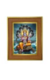 Lord Vishnu Photo Frame 14x18 Inches-Brown Wooden Frame For Home, Office & Temple Decoration And Gifting (F6238)