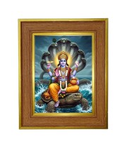 Lord Vishnu Photo Frame 14x18 Inches-Brown Wooden Frame For Home, Office & Temple Decoration And Gifting (F6238)