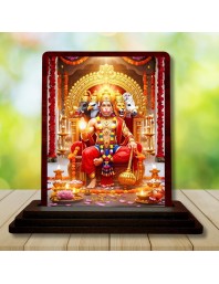 Car Desk/Table Top Lord Hanuman Wooden Photo Stand 3x4 Inches, Compact & Stylish Spiritual Display For Car, Home & Office (Pack Of 1) (F15186)