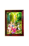Radha Krishna Photo Frame For Wall & Table | 7x9 Inch Golden Cherry Finish | Decorative Radha Krishna Photo Frame For Home, Office & Pooja Room (F11592)