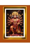 Lord Hanuman Golden Photo Frame - 10x14 Inches | Elegant Wooden Frame For Home, Office & Temple Decoration | Spiritual Wall & Table Decor And Gift Item (F9826)