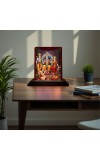 Car Desk/Table Top Lord Rama Darbar Wooden Photo Stand 3x4 Inches, Compact & Stylish Spiritual Display For Car, Home & Office (Pack Of 1) (F14294)
