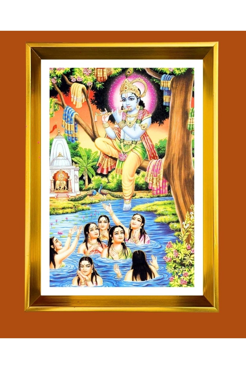 Golden Photo Frame - 10x14 Inches | Elegant Wooden Frame For Home, Office & Temple Decoration | Spiritual Wall & Table Decor and Gift Item