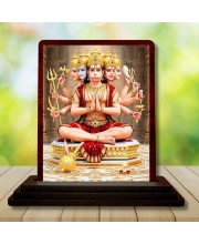 Car Desk/Table Top Lord Hanuman Wooden Photo Stand 3x4 Inches, Compact & Stylish Spiritual Display For Car, Home & Office (Pack Of 1) (F14586)