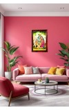 Radha Krishna Photo Frame For Wall & Table | 7x9 Inch Golden Cherry Finish | Decorative Radha Krishna Photo Frame For Home, Office & Pooja Room (F11415)