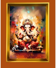 Golden Photo Frame - 10x14 Inches | Elegant Wooden Frame For Home, Office & Temple Decoration | Spiritual Wall & Table Decor and Gift Item
