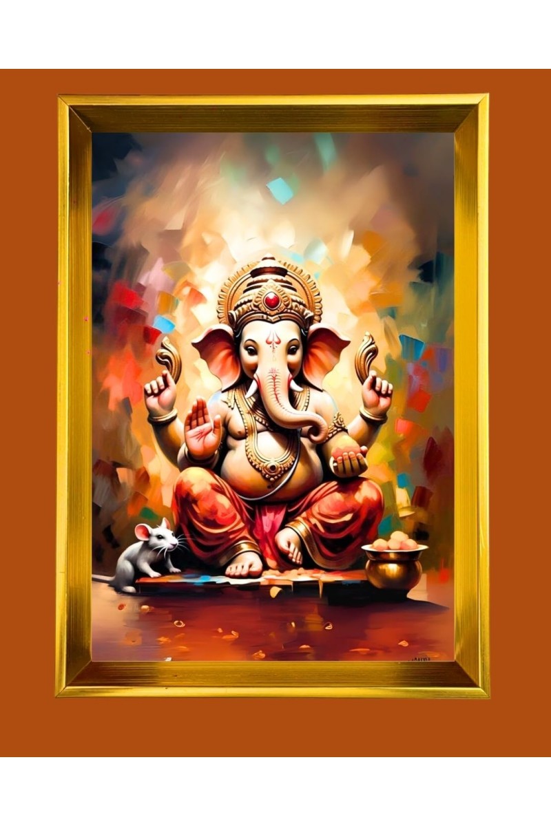 Golden Photo Frame - 10x14 Inches | Elegant Wooden Frame For Home, Office & Temple Decoration | Spiritual Wall & Table Decor and Gift Item