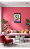 Lord Krishna On Lotus Photo Frame For Wall & Table | 7x9 Inch Golden Cherry Finish | Decorative Lord Krishna On Lotus Photo Frame For Home, Office & Pooja Room (F11423)